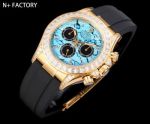 N Factory Rolex Daytona 40mm 7750/4310/4131 Movement 904L Steel Turquoise Face Gold Case Diamond Bezel Watch